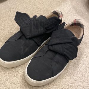 Womens Burberry Black fabric size 39 (US 9) slip on sneakers.